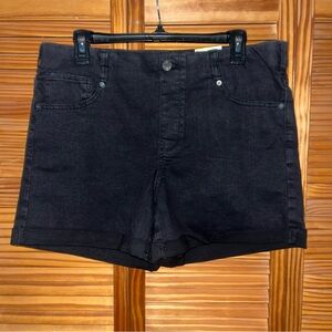 Time‎ and Tru Pull On Black Denim Cuffed Hem Shorts Size Large New With Tags